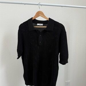 Mango Black Knit Polo Shirt
